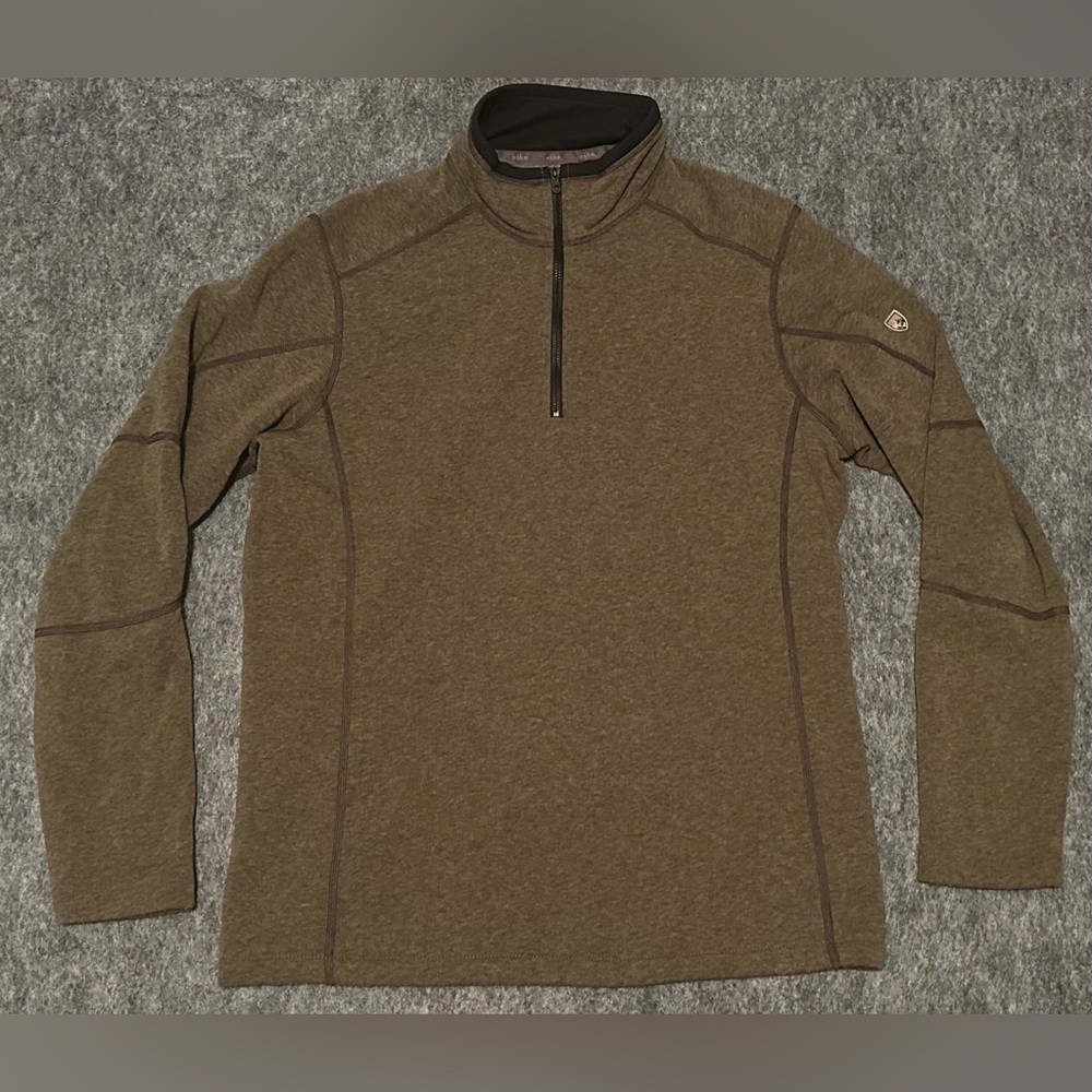 Men’s Kuhl Revel Brown/Black 1/4 Zip Fleece Pullover 3007 - Size Medium